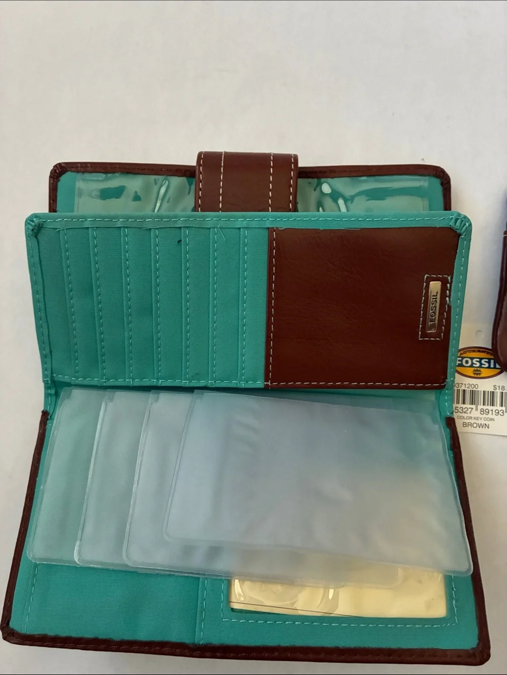 Fossil Brown Leather Wallet and Coin/Card Zip ID Pouch Set
